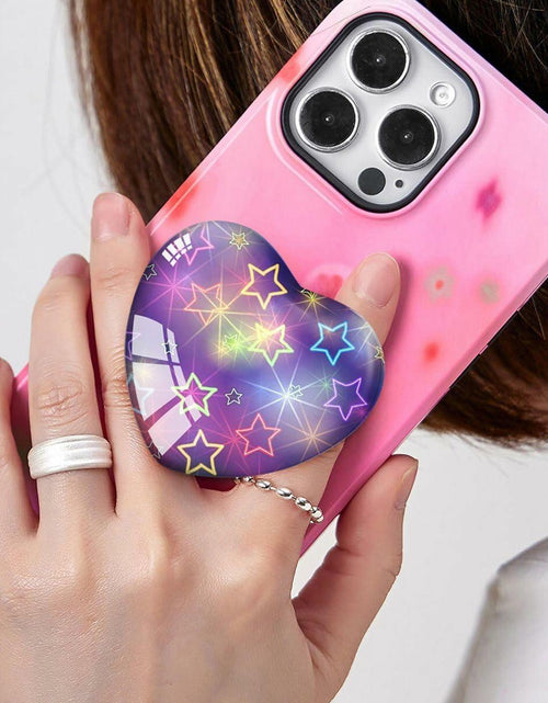 Load image into Gallery viewer, Luhoit Heart Shape Expanding Cell Phone Grip Stand Star Purple Multicolor
