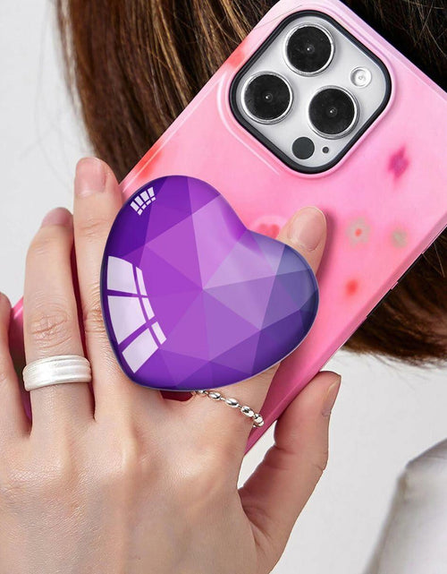 Load image into Gallery viewer, Luhoit Expanding Heart Shape Glass Phone Grip Stand Purple Silicone Rubber
