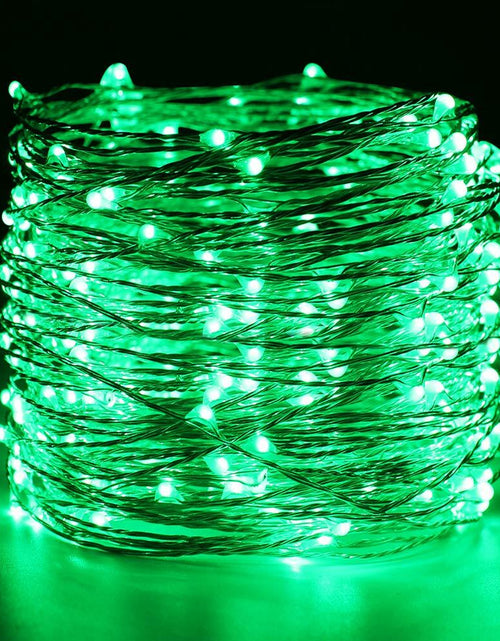 Load image into Gallery viewer, ER CHEN Green LED String Lights 99ft 300 LED Dimmable Silver Wire Remote
