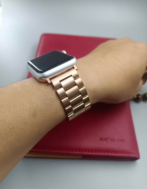 Load image into Gallery viewer, Mugczih Apple Watch Band Stainless Steel Metal Strap Silver Size 42/44/45mm
