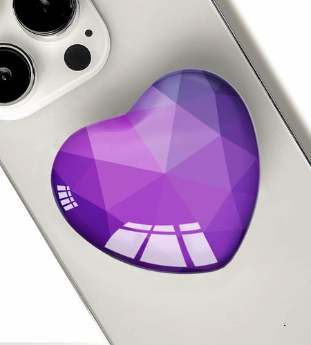Luhoit Expanding Heart Shape Glass Phone Grip Stand Purple Silicone Rubber