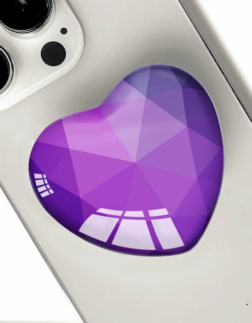 Load image into Gallery viewer, Luhoit Expanding Heart Shape Glass Phone Grip Stand Purple Silicone Rubber
