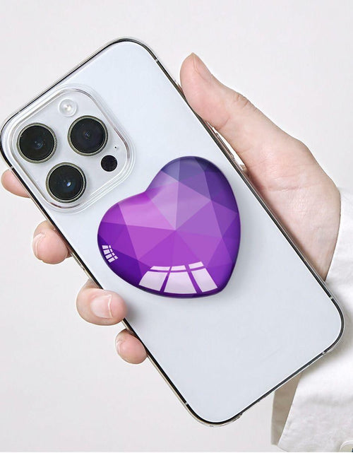 Load image into Gallery viewer, Luhoit Expanding Heart Shape Glass Phone Grip Stand Purple Silicone Rubber
