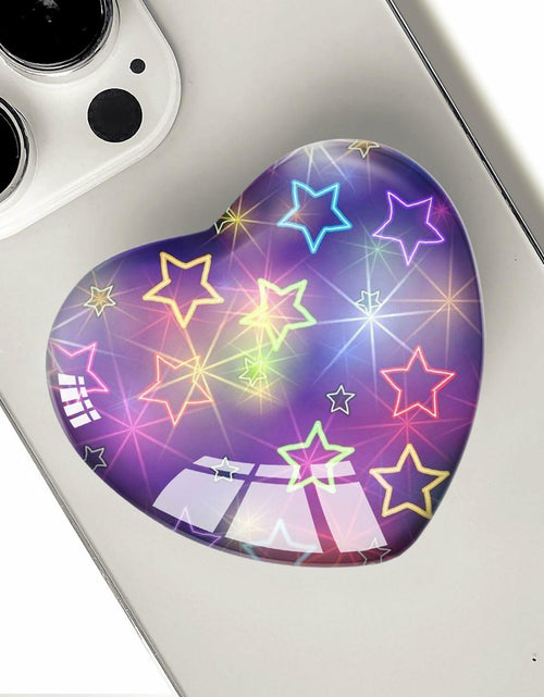 Load image into Gallery viewer, Luhoit Heart Shape Expanding Cell Phone Grip Stand Star Purple Multicolor
