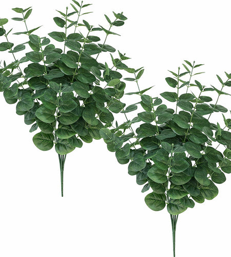 FOREST PRINCE Artificial Eucalyptus Stems 25" Green 2 PCS Silk Decor