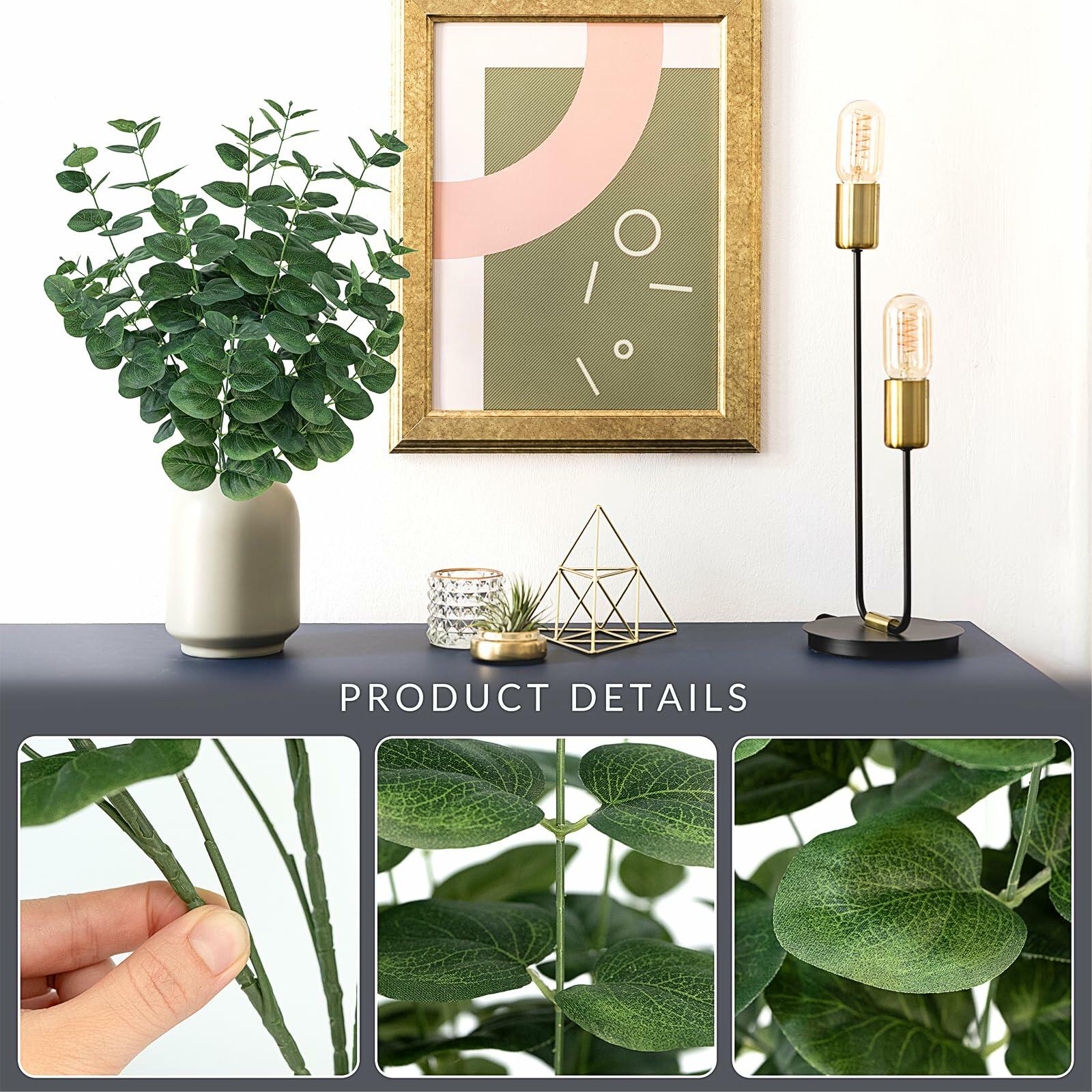 FOREST PRINCE Artificial Eucalyptus Stems 25" Green 2 PCS Silk Decor