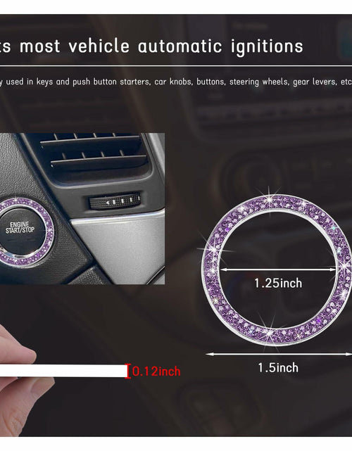 Load image into Gallery viewer, Dickno Bling Crystal Double Rhinestone Car Engine Start Stop Ring Purple 2 PCS
