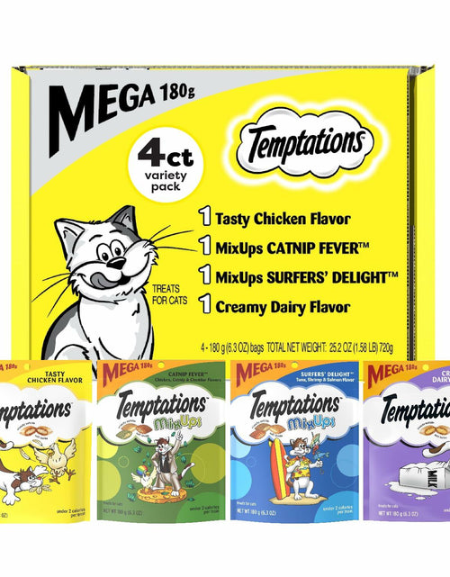 Load image into Gallery viewer, BestBy12/25 Temptations Cat Treats Variety Pack Crunchy &amp; Soft 6.3oz 4 Pack
