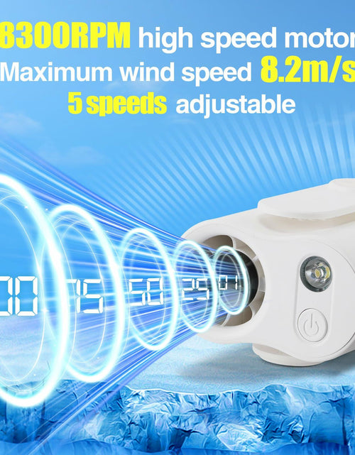 Load image into Gallery viewer, Beeplove Portable Clip On Waist Fan 5 Speeds 8300RPM USB Rechargeable White
