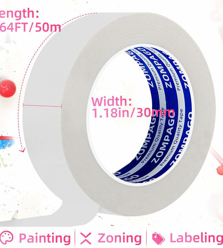 ZOMPAGO Beige Art Tape 1.4in x 164ft Removable Low Tack Masking Tape