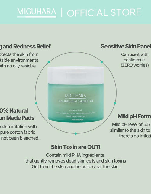 Load image into Gallery viewer, best by 02/2027 MIGUHARA Cica Bakuchiol Calming Pad Korean Skincare Toner Pad 70
