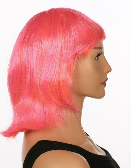 Load image into Gallery viewer, JUST FOR PARTY 13" Short Bob Synthetic Wig with Flat Bangs Pink Orange
