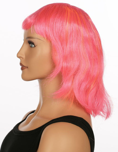 Load image into Gallery viewer, JUST FOR PARTY 13" Short Bob Synthetic Wig with Flat Bangs Pink Orange
