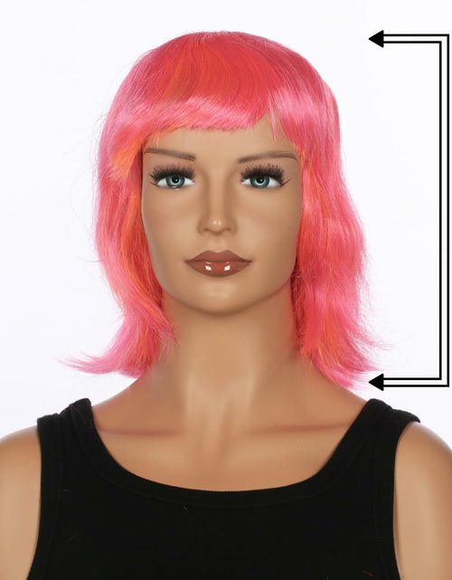 Load image into Gallery viewer, JUST FOR PARTY 13" Short Bob Synthetic Wig with Flat Bangs Pink Orange
