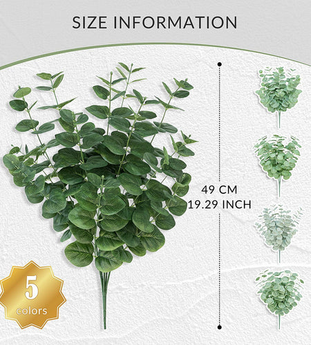 FOREST PRINCE Artificial Eucalyptus Stems 25" Green 2 PCS Silk Decor