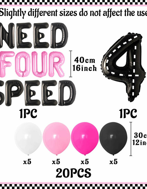 Load image into Gallery viewer, JeVenis Pink Need Four Speed Racing Car Balloons 4th Birthday Party
