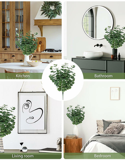 Load image into Gallery viewer, FOREST PRINCE Artificial Eucalyptus Stems 25" Green 2 PCS Silk Decor
