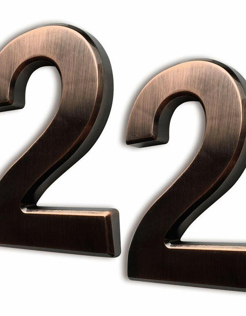Load image into Gallery viewer, HopeWan 4" Bronze Metal Mailbox Number 2 Self Adhesive Pack of 2 Size 4In-No.2
