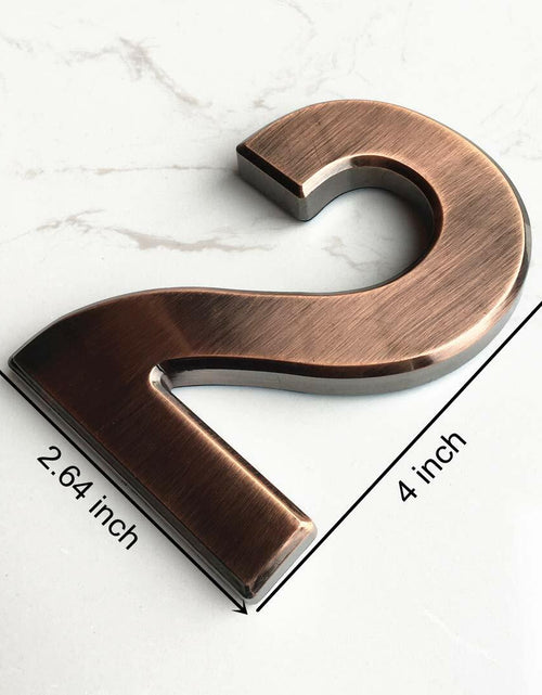 Load image into Gallery viewer, HopeWan 4" Bronze Metal Mailbox Number 2 Self Adhesive Pack of 2 Size 4In-No.2
