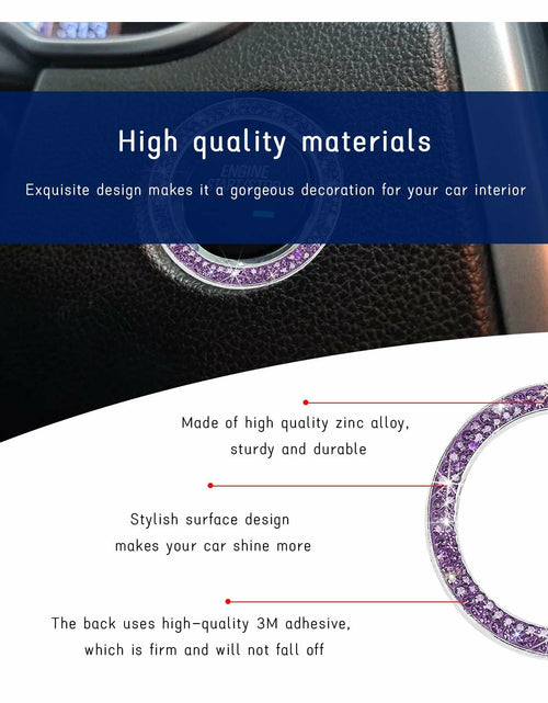 Load image into Gallery viewer, Dickno Bling Crystal Double Rhinestone Car Engine Start Stop Ring Purple 2 PCS
