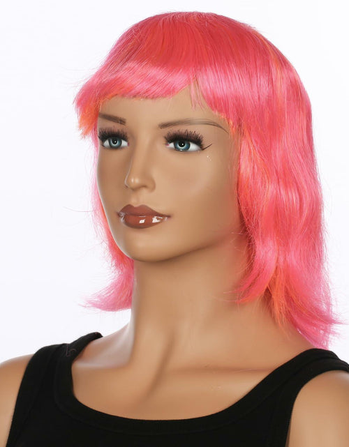 Load image into Gallery viewer, JUST FOR PARTY 13" Short Bob Synthetic Wig with Flat Bangs Pink Orange
