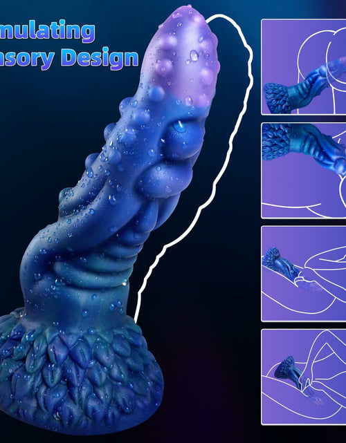 Load image into Gallery viewer, JJYUYUE 8.7in Dragon Silicone Dildo Huge Anal Suction Cup Adult Toy Blue

