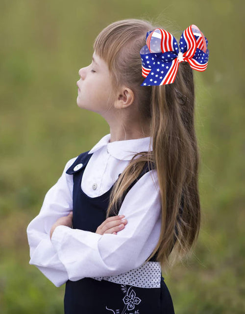 Load image into Gallery viewer, EVKILKJS American Flag Hair Bow Clips for Girls Women 2Pcs 4th of July
