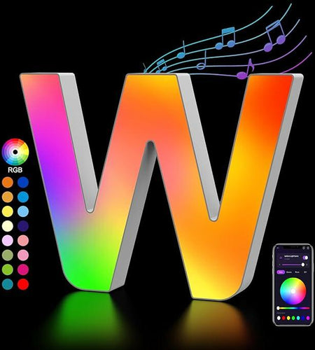 nencoo LED Marquee Letter Lights App Control Music Sync Color Changing W Size W