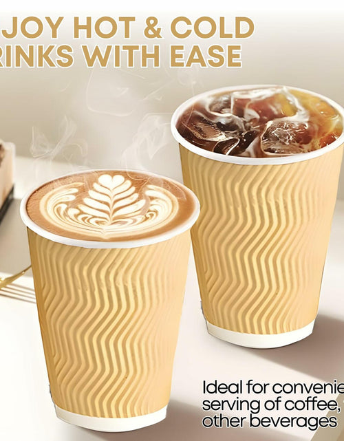Load image into Gallery viewer, WellMellon 12oz Ripple Wall Disposable Coffee Cups with Lids 50 Count
