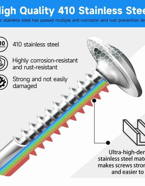 Load image into Gallery viewer, Marysino 100Pcs #8x1-1/2" 410 Stainless Steel Self Tapping Screws Metal

