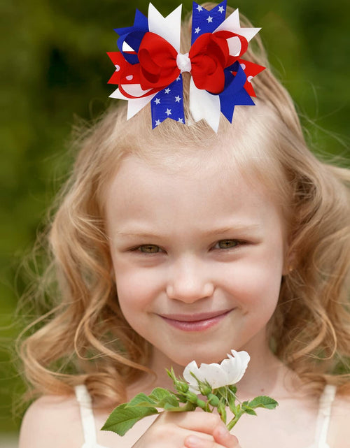 Load image into Gallery viewer, EVKILKJS American Flag Hair Bow Clips for Girls Women 2Pcs 4th of July
