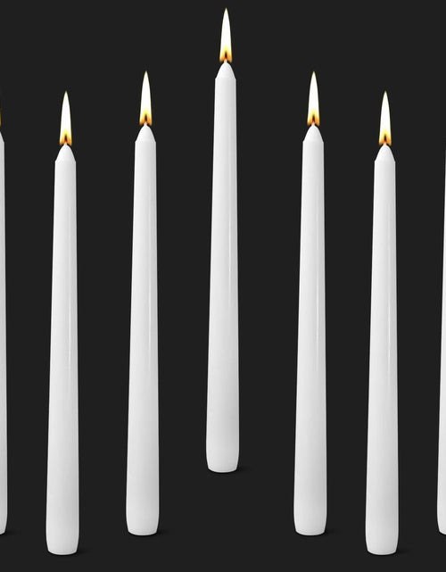 Load image into Gallery viewer, Cacou White Taper Candles 12 Pack 8Hr Burn Unscented Paraffin Wax
