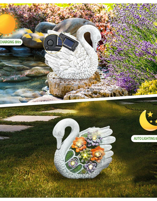Load image into Gallery viewer, ENOU Solar Garden Swan Statue Outdoor Patio Yard Decor White Metal
