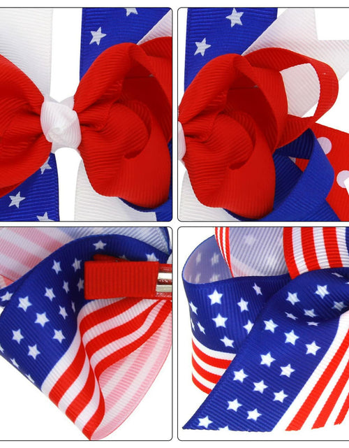 Load image into Gallery viewer, EVKILKJS American Flag Hair Bow Clips for Girls Women 2Pcs 4th of July
