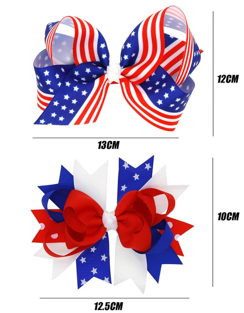 Load image into Gallery viewer, EVKILKJS American Flag Hair Bow Clips for Girls Women 2Pcs 4th of July
