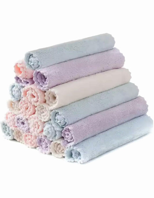 Load image into Gallery viewer, Set of 5 Coral Fleece Turkish Kitchen Cleaning Cloths 10x10in Blue
