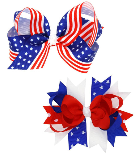 EVKILKJS American Flag Hair Bow Clips for Girls Women 2Pcs 4th of July