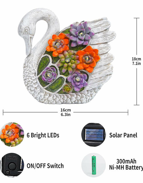 Load image into Gallery viewer, ENOU Solar Garden Swan Statue Outdoor Patio Yard Decor White Metal
