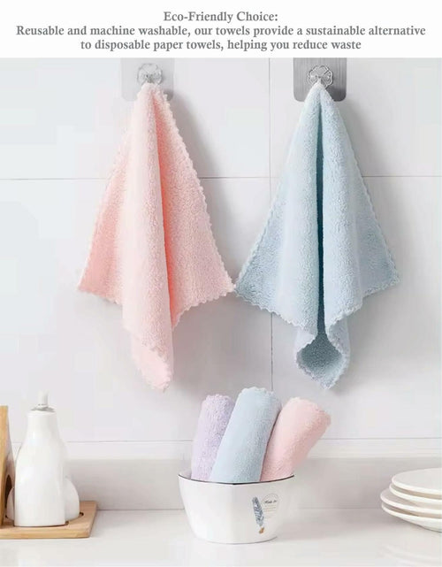 Load image into Gallery viewer, Set of 5 Coral Fleece Turkish Kitchen Cleaning Cloths 10x10in Blue
