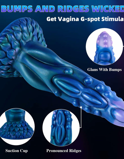 Load image into Gallery viewer, JJYUYUE 8.7in Dragon Silicone Dildo Huge Anal Suction Cup Adult Toy Blue
