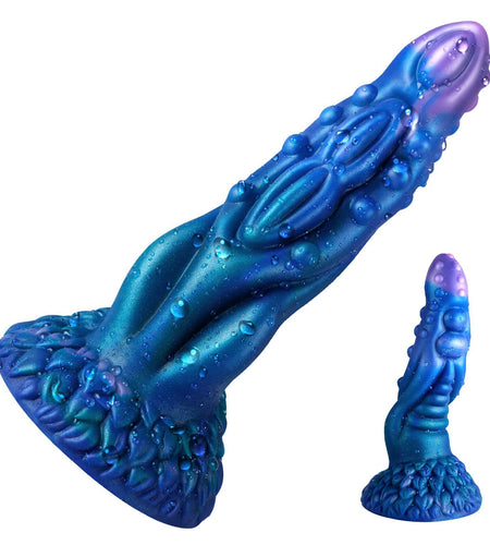 JJYUYUE 8.7in Dragon Silicone Dildo Huge Anal Suction Cup Adult Toy Blue