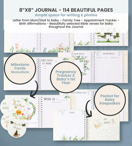 Kiki and Laly Pregnancy Must Haves Journal & Baby Milestone Cards White Set
