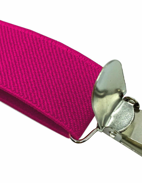 Load image into Gallery viewer, LOLELAI Suspenders Elastic Adjustable Y-Back Pant Clips Fuchsia Size L
