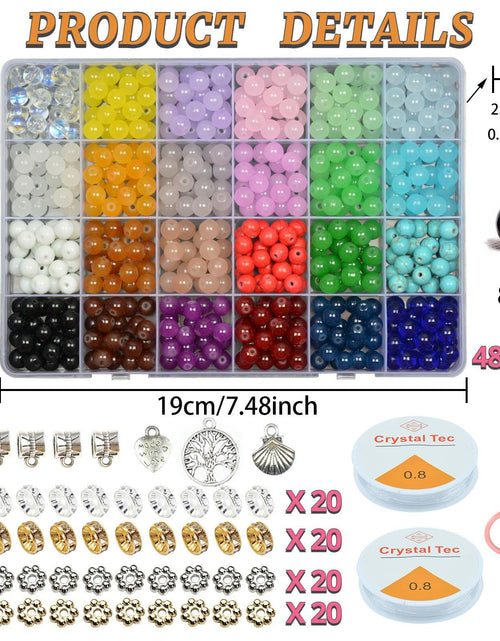 Load image into Gallery viewer, JIYIEW 8mm Glass Beads 24 Colors 575Pcs DIY Jewelry Making Kit Turquoise
