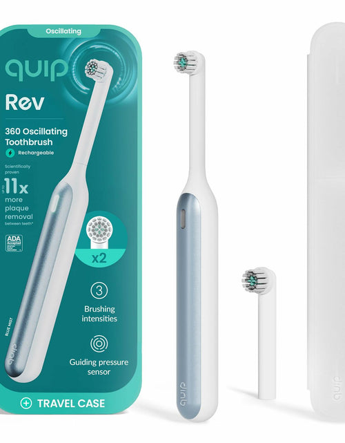 Load image into Gallery viewer, QuipRev 360 Oscillating Rechargeable Electric Toothbrush Soft Bristles Blue Mist
