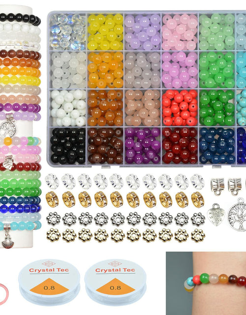 Load image into Gallery viewer, JIYIEW 8mm Glass Beads 24 Colors 575Pcs DIY Jewelry Making Kit Turquoise
