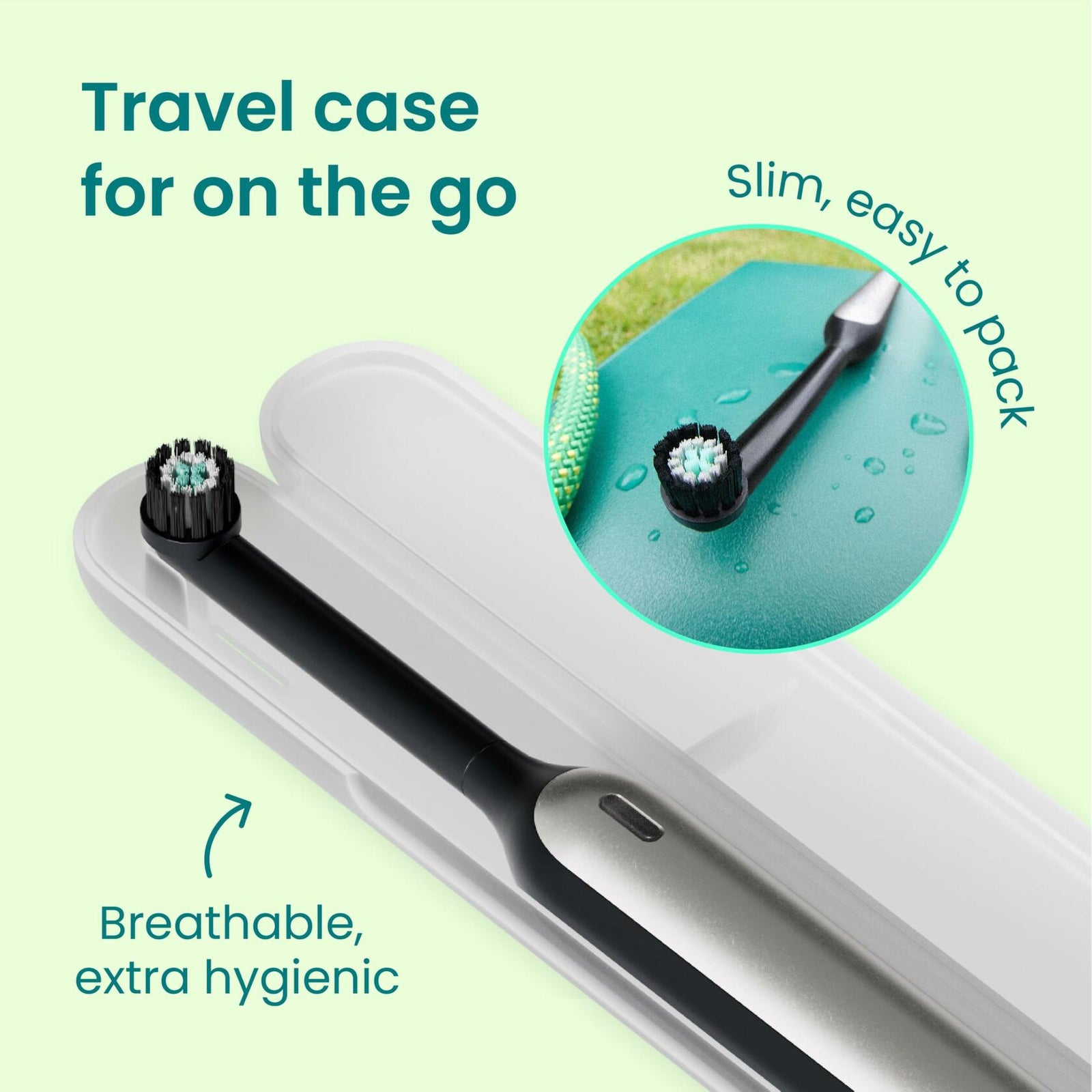 QuipRev 360 Oscillating Rechargeable Electric Toothbrush Soft Bristles Blue Mist