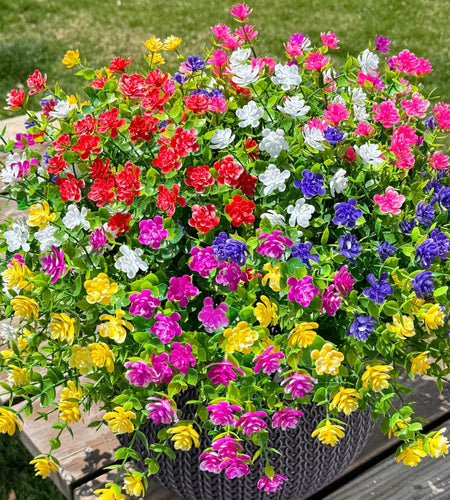 Ivydale Artificial Fall Mums Flowers 12 Bundles UV Resistant Mix Color