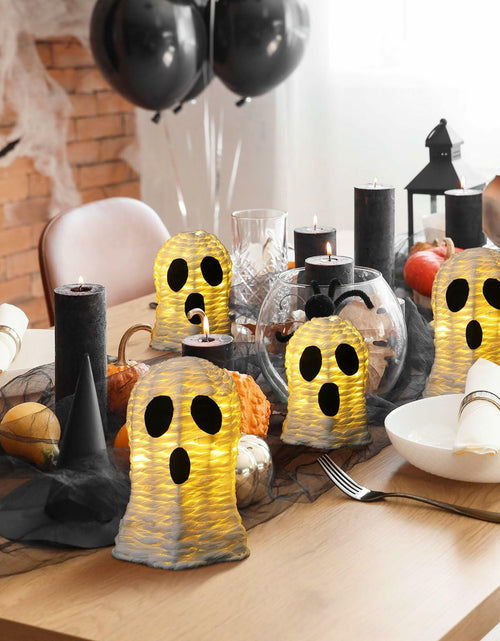 Load image into Gallery viewer, Soulchen Halloween Rattan Ghosts Decor 9.4" &amp; 5.9" Light Up White 2 Pcs
