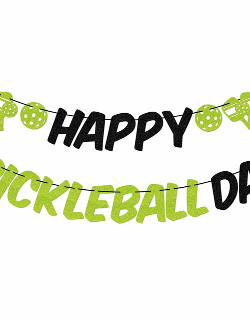 Load image into Gallery viewer, Little Man Happy Pickleball Day Banner Green Black Glitter Cardstock

